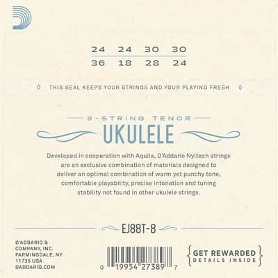 D'Addario EJ88T-8 Nyltech Ukulele 8-String Tenor image 2