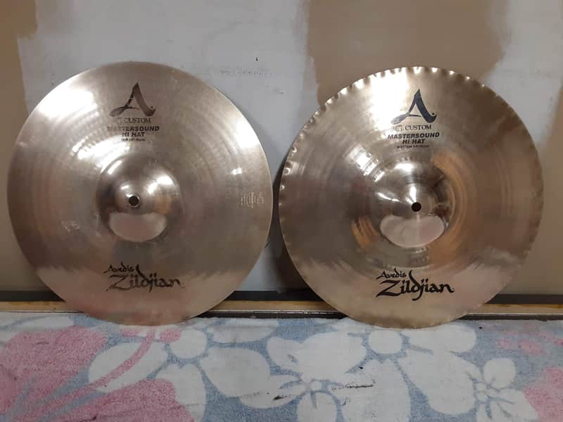 Zildjian 14" A Custom Mastersound Hi-Hat Cymbals (Pair) 1999 - Present - Brilliant image 1