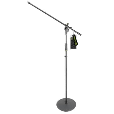 Gravity Stands MS 2321 B Black Round Base Microphone Stand w 2-Point Adjustment Boom image 1