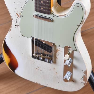 Fender Custom Shop Telecaster 1960 Heavy Relic Aged Olympic White Over 3 Color Sunburst 2024 image 6
