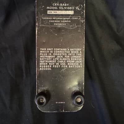 Thomas Organ Cry-Baby Vintage Wah-Wah Pedal 1977 Model 95-910511 SOD Stack of Dimes Inductor Made In Chicago image 2