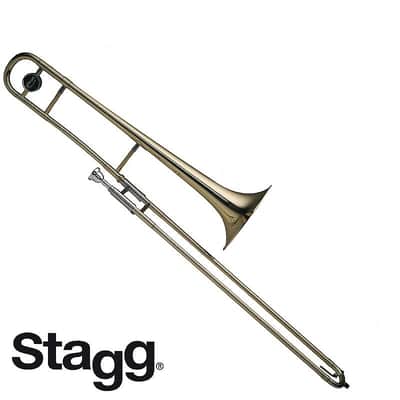 Stagg WS-TB225 Brass Body Key of Bb Tenor Slide Trombone w/Soft Case & Mouthpiece 12C Silver Plated image 1