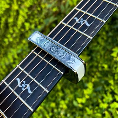 Thalia Capo - Deluxe Series - Black Chrome - Pearl Mandala - UV Inked Design on  Exotic Shell Inlay image 1