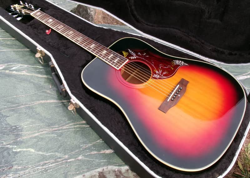 Early 1970’s Canda 202 Hummingbird Model MIJ by Fujigen Gakki+Old Flight Case, All New Frets image 1