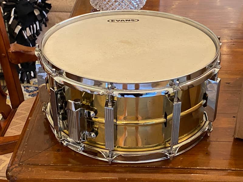 Tama 1990s 6.5x14 Brass Shell Snare Drum, 10-lug, Model PM-316