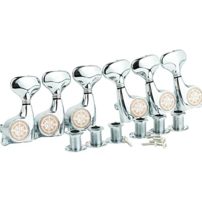 Guyker Guitar Machine Heads (3L + 3R) – 1:21 Sealed Tuning Key Pegs Tuners Set Replacement for ST TL SG Style Electric or Acoustic Guitars – Chrome image 1