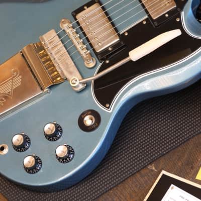 Mint! 2023 Gibson Custom Shop 1964 Reissue SG Murphy Lab w/ Maestro Electric Guitar Pelham Blue Ultra Light Aged + COA OHSC image 7