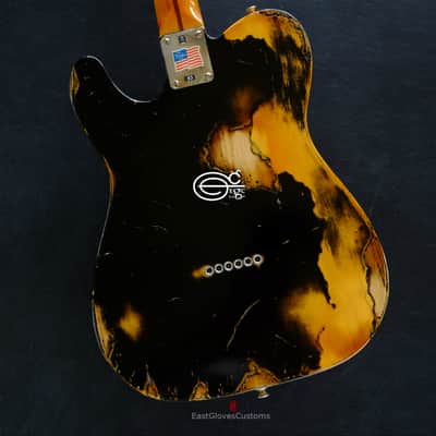 Fender American Vintage '52 Reissue Telecaster Black over Butterscotch Heavy Aged Relic image 15