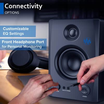 Gemini Sound SMX-3BT 100W Bluetooth Bookshelf Studio Monitor Speakers, Active/Passive Pair for PC, Turntables, Desktop, RCA/3.5mm Aux Input, Wood Cabinet, EQ Control, Perfect for Home Studio and DJs image 5