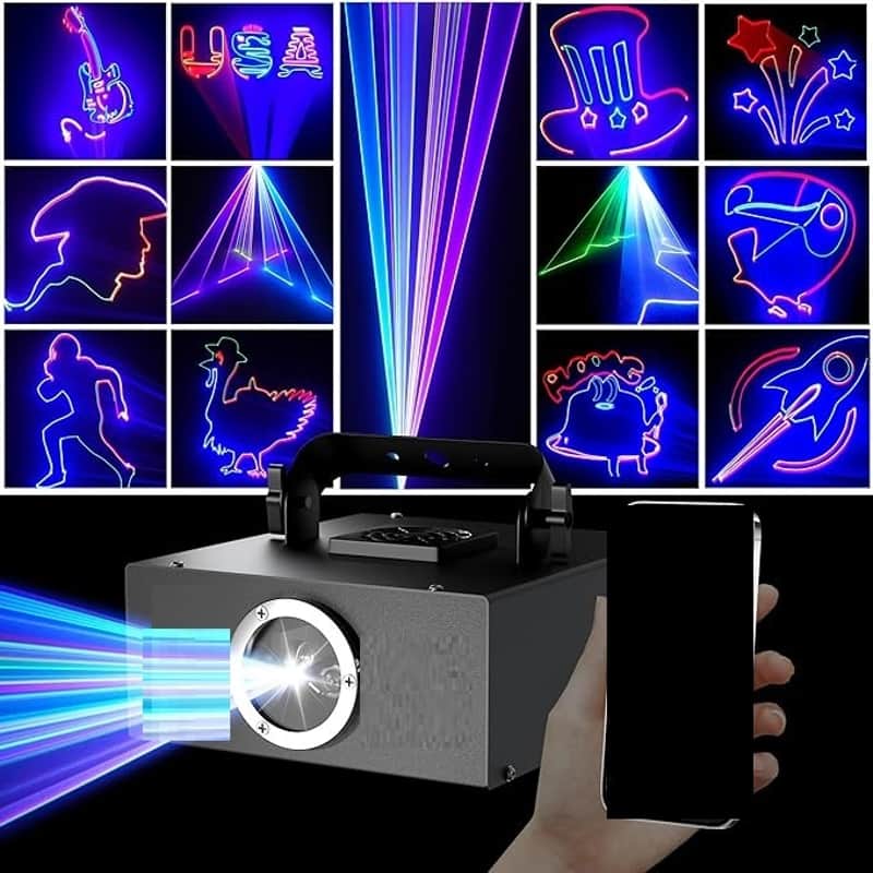 DJ Laser Light with App Control, 3D Animation Laser Projector for Party, Supports Custom Drawings, Text Playback, Personalized Programming, Sound Activated Laser Machine for Stage, Disco, KTV, Bar image 1