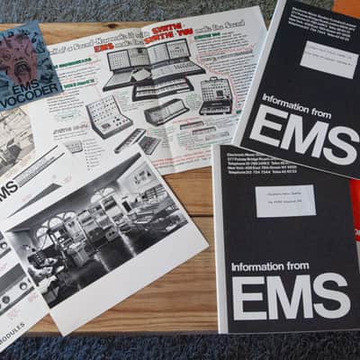 Batch of EMS brochures, technical documentation, photographs and advertisements + chrome sticker image 1