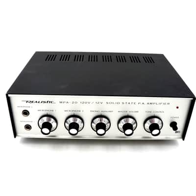 Vintage Realistic MPA-20 Solid State P.A. Amplifier 120V / 12V Mic Preamp Portable image 5