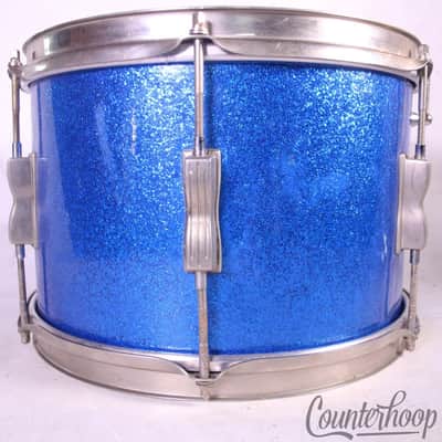 Ludwig 12x8"Blue Sparkle Tom Drum Club Date 3Ply Maple/Mahogany Nickel Vintage60 image 3