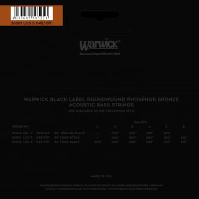 Warwick Black Label Acoustic Bass 5-String 45-135 image 2