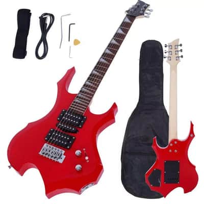 Flamed-Style Electric Guitar Kit – HSH Pickup, Tremolo, 24 Frets, Red Finish | Beginner to Pro + Bag, Strap & Pick image 1