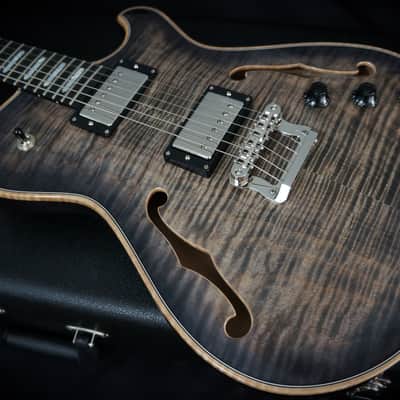 Knaggs Guitars Chena Hollowbody in Charcoal Burst w/ T1 Flame Maple Top image 7