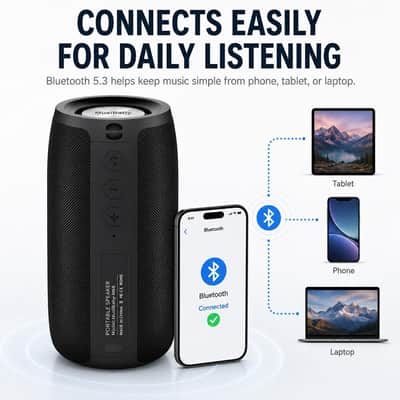 12W Portable Bluetooth Speaker, IPX5 Water-Resistant Wireless Speaker for Outdoor, Beach, Camping & Home Use image 5