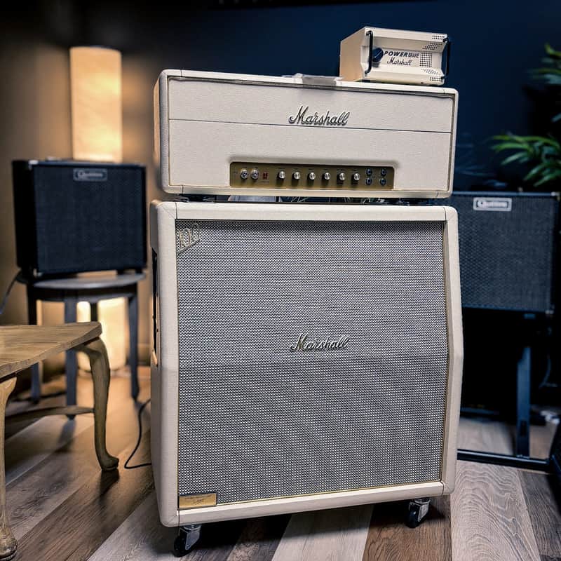 Marshall 1959SLP 35th Anniversary MK II Reissue 2-Channel 100-Watt Guitar Amp Head 1997 White w/ Matching 1960AX 4x12 Cabinet image 1