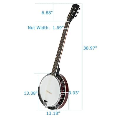 Immagine New 6 String Banjo Full Size with Closed Back 24 Brackets Head & Maple Neck - 2
