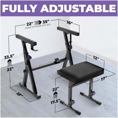 Liquid Stands Heavy Duty Keyboard Stand and Adjustable Bench Chair Set - For 54-88 Key Electric Pianos (Black) image 2