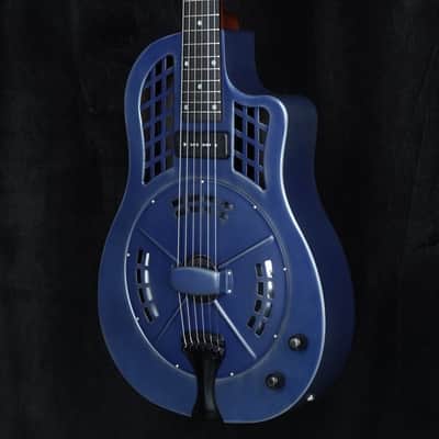 Preowned National ResoRocket Steel Satin Navy Blue w/ Lollar P90 image 5