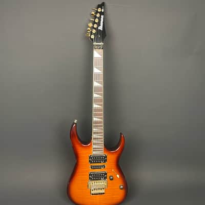 Ibanez EX370FM 1991 Transparent Amber Sunburst Flame Maple MIK w/ Hard Case image 2