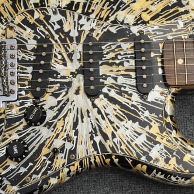 Fender FSR "Splattercaster" Standard Splatter Stratocaster with Rosewood Fretboard 2003 - 2004 - Olympic White, Aztec Gold, and Inca Silver Drop over Black image 4