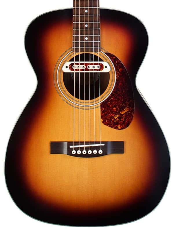 M-240E Troubadour Solid Top Concert Acoustic Guitar W/ DeArmond Tone Boss Pickup, Vintage Sunburst Satin image 1
