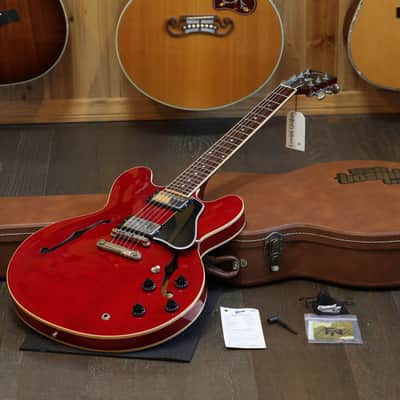 1998 Gibson ES-335 Dot Inlay Semi-Hollow Electric Guitar Figured Cherry Red + OHSC image 1