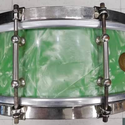 Vintage 1927 Liberty 5x14 Solid Walnut Shell Snare Drum Sea Green Pearl - RARE! image 11
