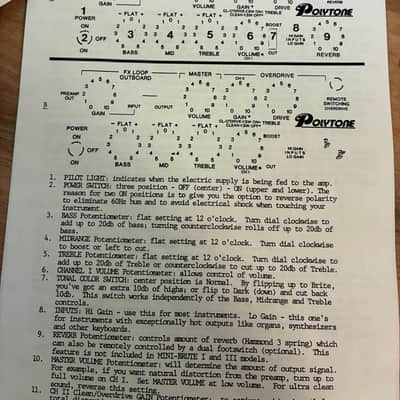 Schematic and owners manual for Polytone Mini-Brute and Mega-Brute 1990s image 3