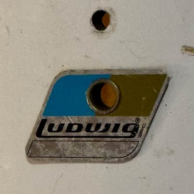 Ludwig 15" Marching Snare Drum Shell Vintage Blue and Olive Badge - White image 6