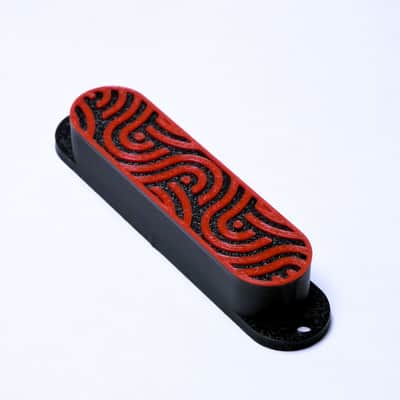 Custom Single Coil Pickup Covers (No Holes) Set of 3 - Black/ Red-Tidal image 1