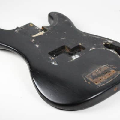 1966 Vintage Fender Precision Bass Project BODY Lightweight 4.4 LBS ~Refin~ Black PBass 1960s USA w/Original Neck Plate image 7