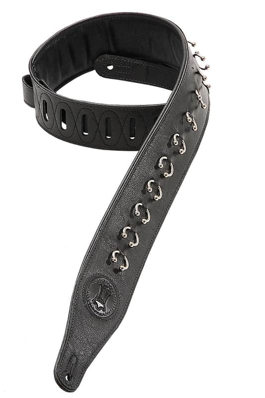 Levy's Leathers M17BP3-BLK 2.5-inch Leather Strap with Body Pierce Circular Barbell,Black image 1