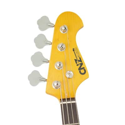 The CNZ Audio JB Electric Bass Guitar - Vintage Fiesta Red Finish, Solid Alder Body & Maple Neck image 6