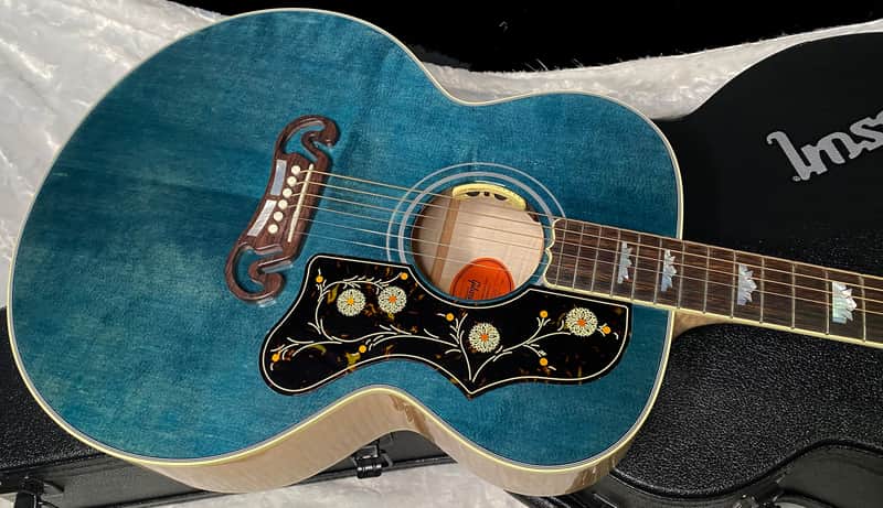 NEW ! Gibson SJ-200 Standard - Custom Shop - Dealer Select - Super RARE - Blue Top - Authorized Dealer - AAAAA Flamed Natural Maple Back & Sides - G07206 image 1