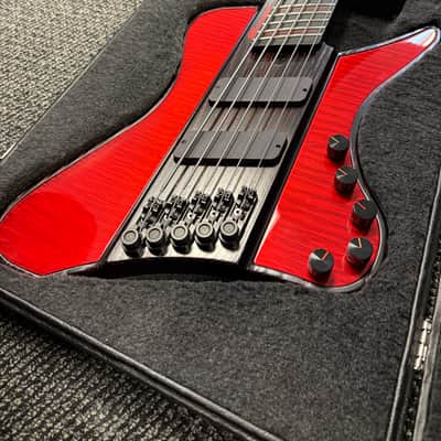 Alusonic The Doom 5 - Red/black flamed aluminum Headless Multiscale bass image 2