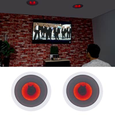 Pair Rockville HC85-LED 8" 700 Watt In-Ceiling Home Theater Speakers w/ Red LED image 1