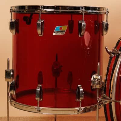 1970s Ludwig Red Vistalite 14x22, 8x12, and 16x16 Drum Set image 2