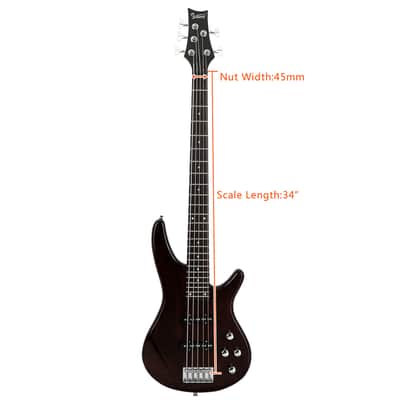 Glarry GIB Electric 5 String Bass Guitar Full Size Bag Strap Pick Connector Wrench Tool 2020s - Earth Brown image 3