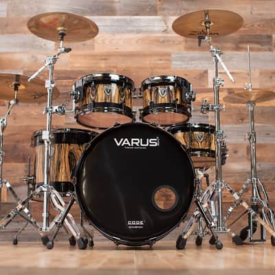 VARUS CUSTOM DELUXE 5 PIECE DRUM KIT, MAHOGANY SHELLS, ROYAL EBONY VENEER image 4