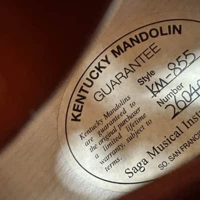 Kentucky KM-855 Artist F-Style Mandolin Amber Burst image 21