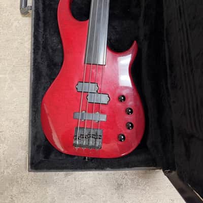Modulus Graphite BassStar Fretless 4-String Bass Red w/ EMG Pickups & Hard Case – USA image 2