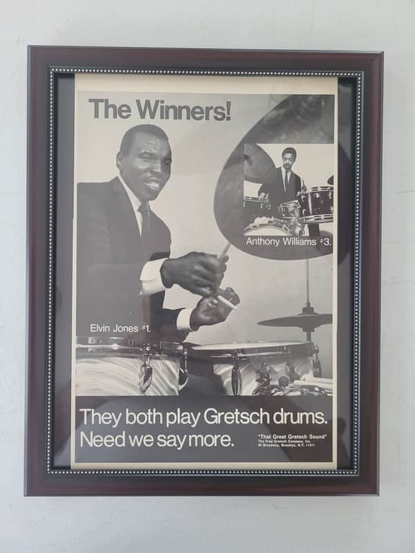 1968 Gretsch Drums Promotional Ad Framed Elvin Jones/Tony Williams Original image 1