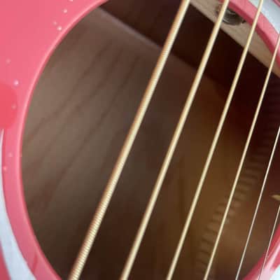 Pink 36 Inch Luna Folk Acoustic Guitar, Spruce Top Body, Mahogany Neck image 8