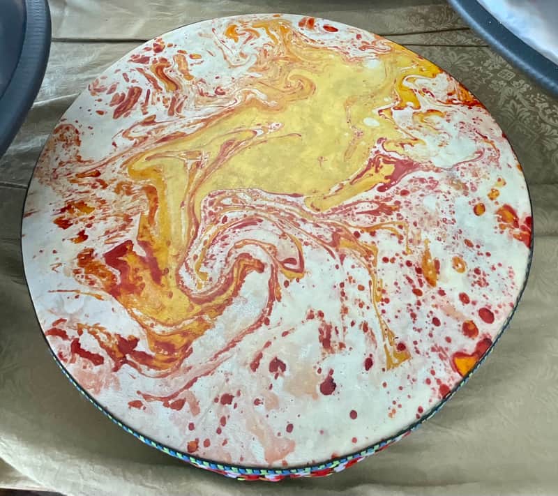 Hand Painted Elemental Two-Sided 16" x 2" Rain Drum image 1