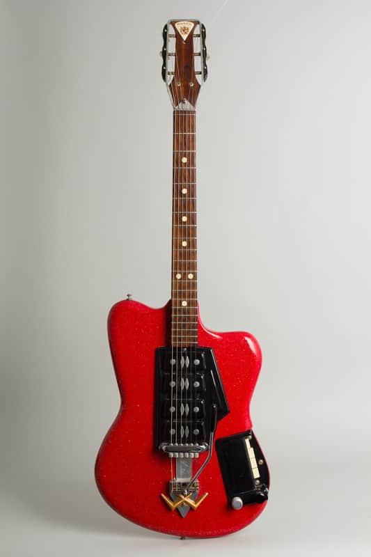 Wandre Noble "Powertone" Semi-Hollow Body Electric Guitar, c. 1964, ser. #680, black hard shell case. image 1
