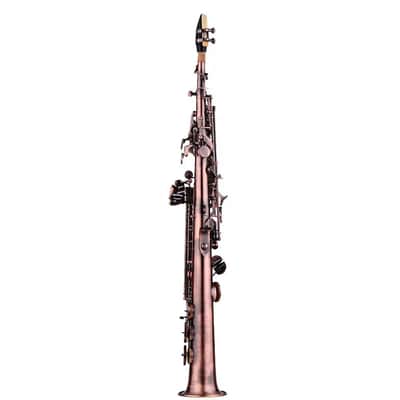 Straight Bb Soprano Saxophone with Brass Nickel Plating and Complete Carry Case Kit image 3