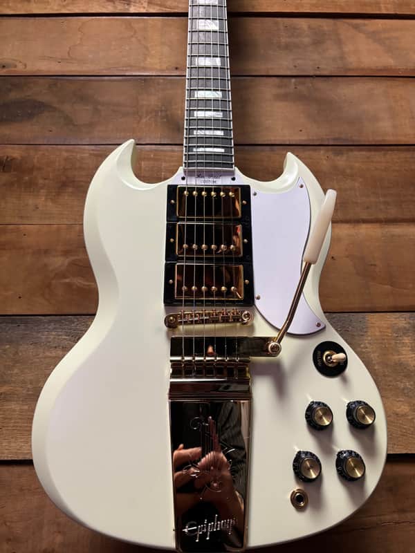 Epiphone Inspired by 63 Les Paul Custom Maestro Classic White w/case image 1